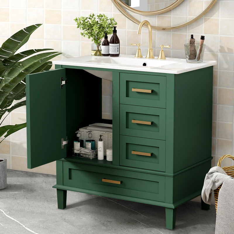 Ensemble de meuble-lavabo 30 po avec lavabo, Vert