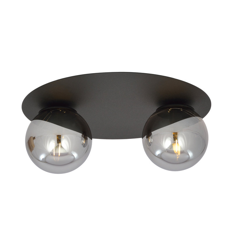 Glass Flush Mount, 20cm H x 40cm W x 40cm D, Graphite
