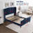 Full/Queen Velvet Bed Frame with Wingback Headboard, Wood Slats, No Box Spring Needed, Easy Assembly-519558205-519558201