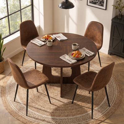 Chaises de salle à manger rembourrées de style moderne du milieu du siècle avec pieds en métal robustes (ensemble de 4)