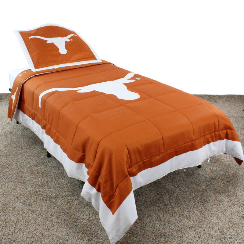 NCAA Cotton Comforter Set, University of Texas at Austin, Full/Double Comforter + 2 Shams