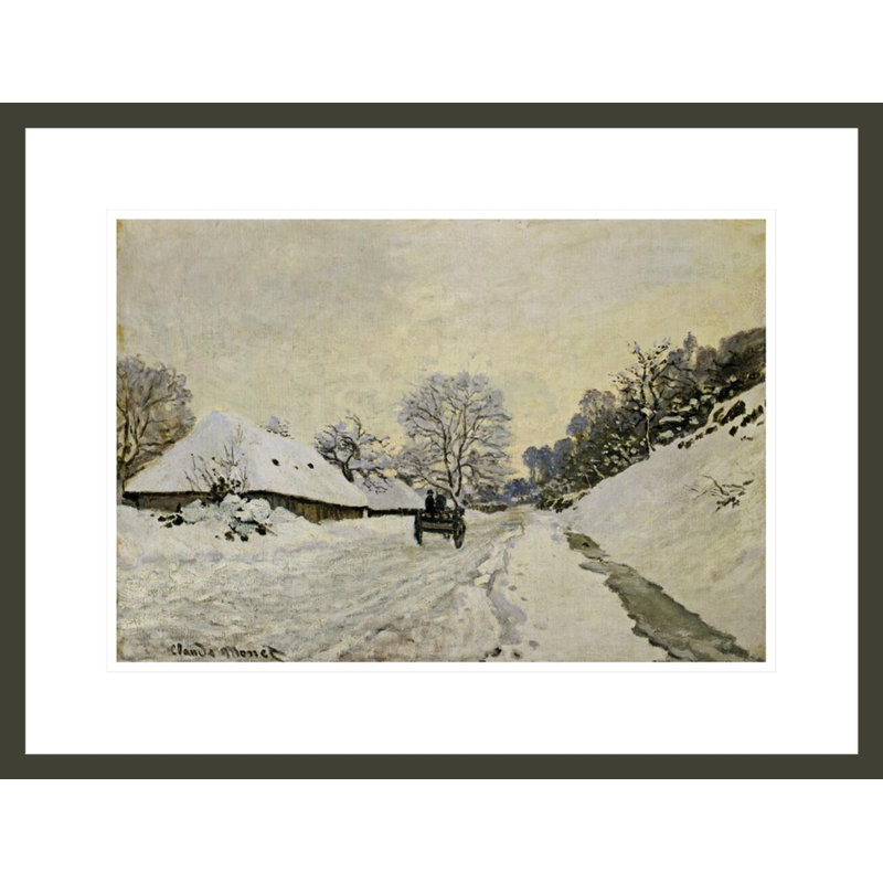 Le chariot ou la route sous la neige à Honfleur par Claude Monet, impression giclée encadrée, H 16,66 po x l 21,75 po