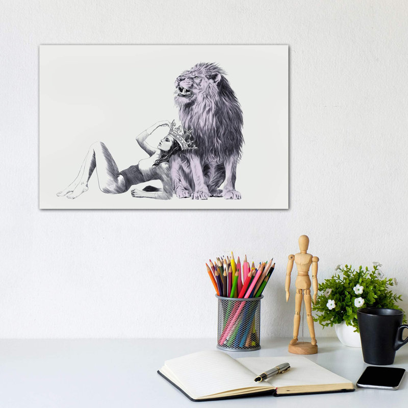 The Queen Leo by Jenny Rome - Wrapped Canvas Print, 20.32 cm H x 30.48 cm W