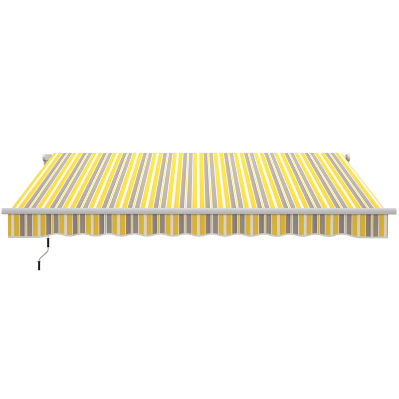141.8"L x 118.1"W Wall Mounted Terrace Retractable Awning, Yellow Stripe