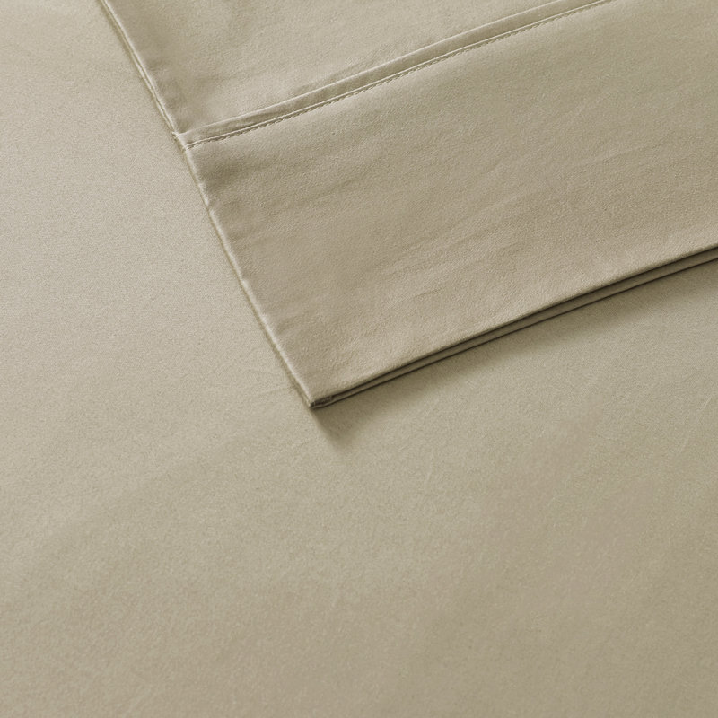 Ensemble de draps en mélange de coton 800 fils, Ensemble de draps pour grand lit + 1 drap-housse +, Kaki