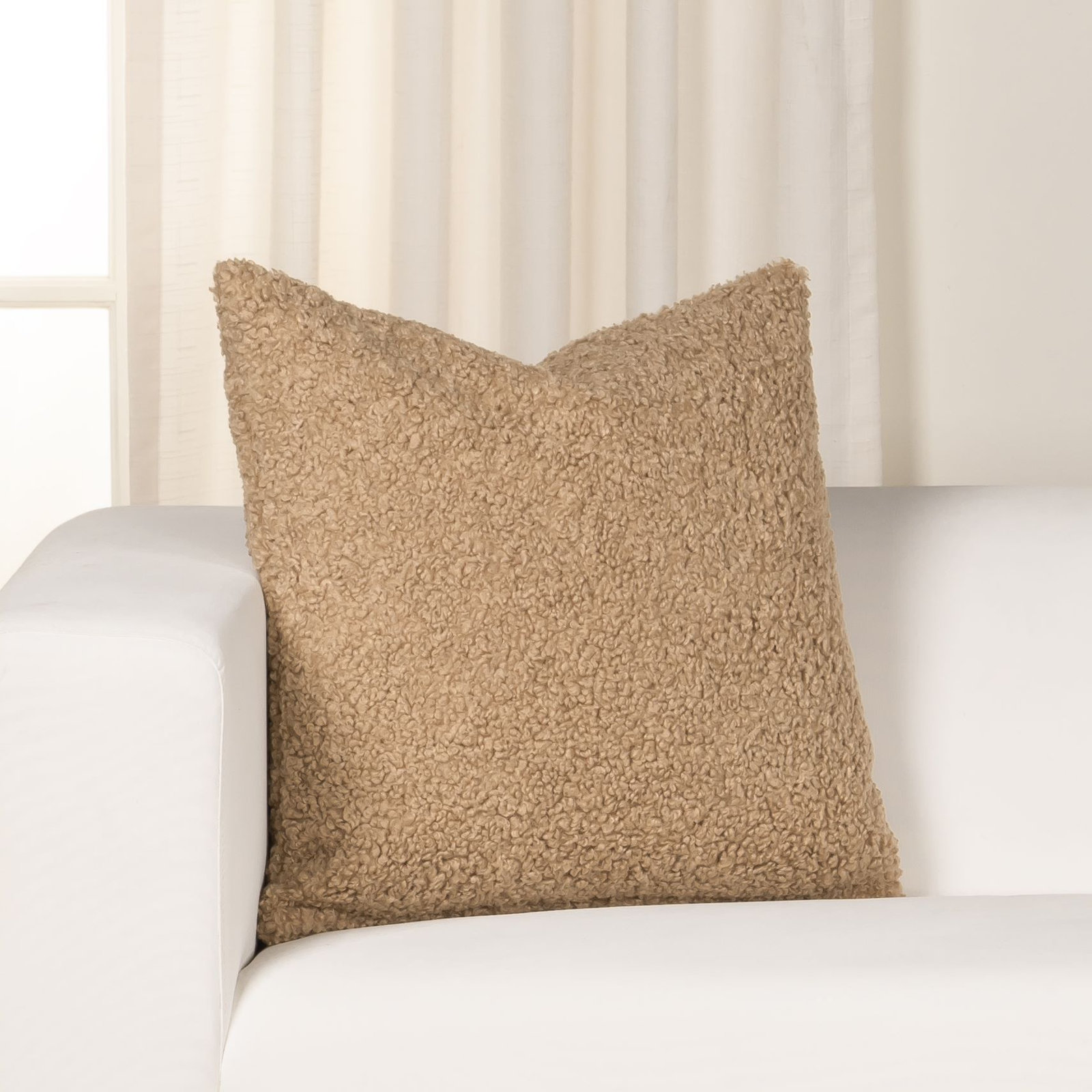 Solid Throw Pillow, Feather, Beige, Square 20"