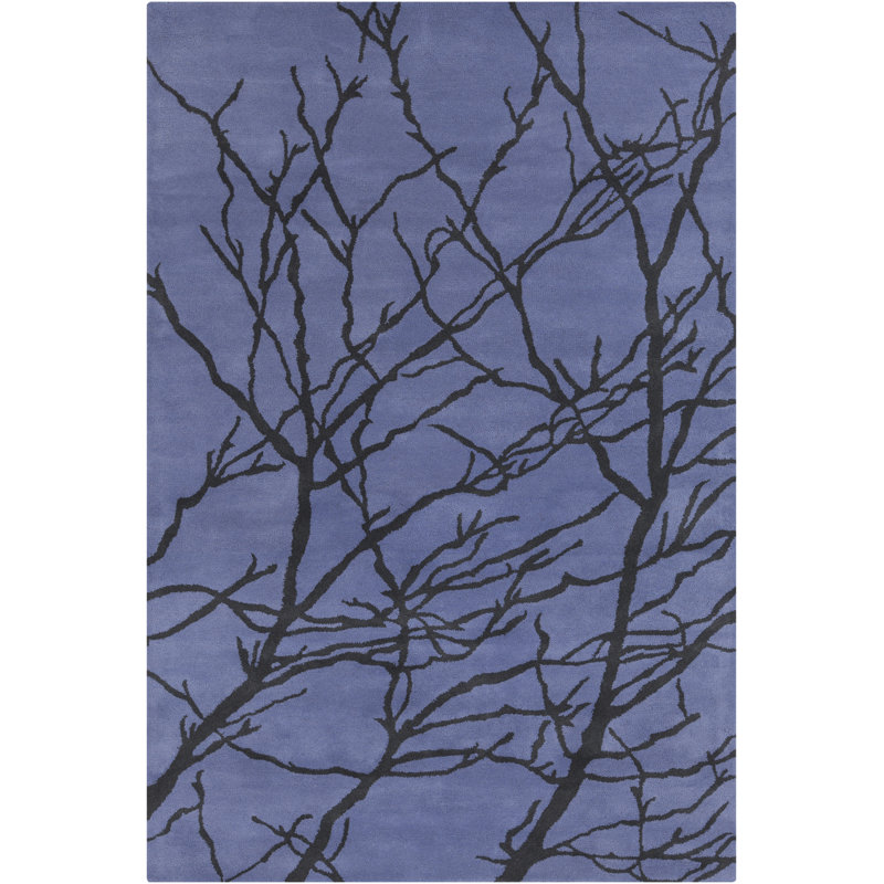Tapis art déco en laine bleu touffeté à la main Ailey, 5 pi x 7 pi 6 po