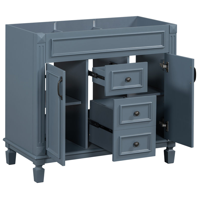 Meuble-lavabo en bois massif durable sans lavabo supérieur avec rangement dissimulé et assemblage facile, parfait pour les salles de bain élégantes et fonctionnelles
