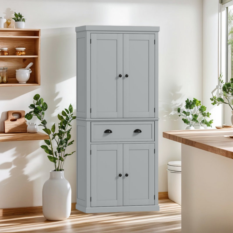 Armoire de rangement pour aliments 72,5 pouces, adaptée pour la cuisine, la salle à manger, la salle de bain ou le couloir, gris