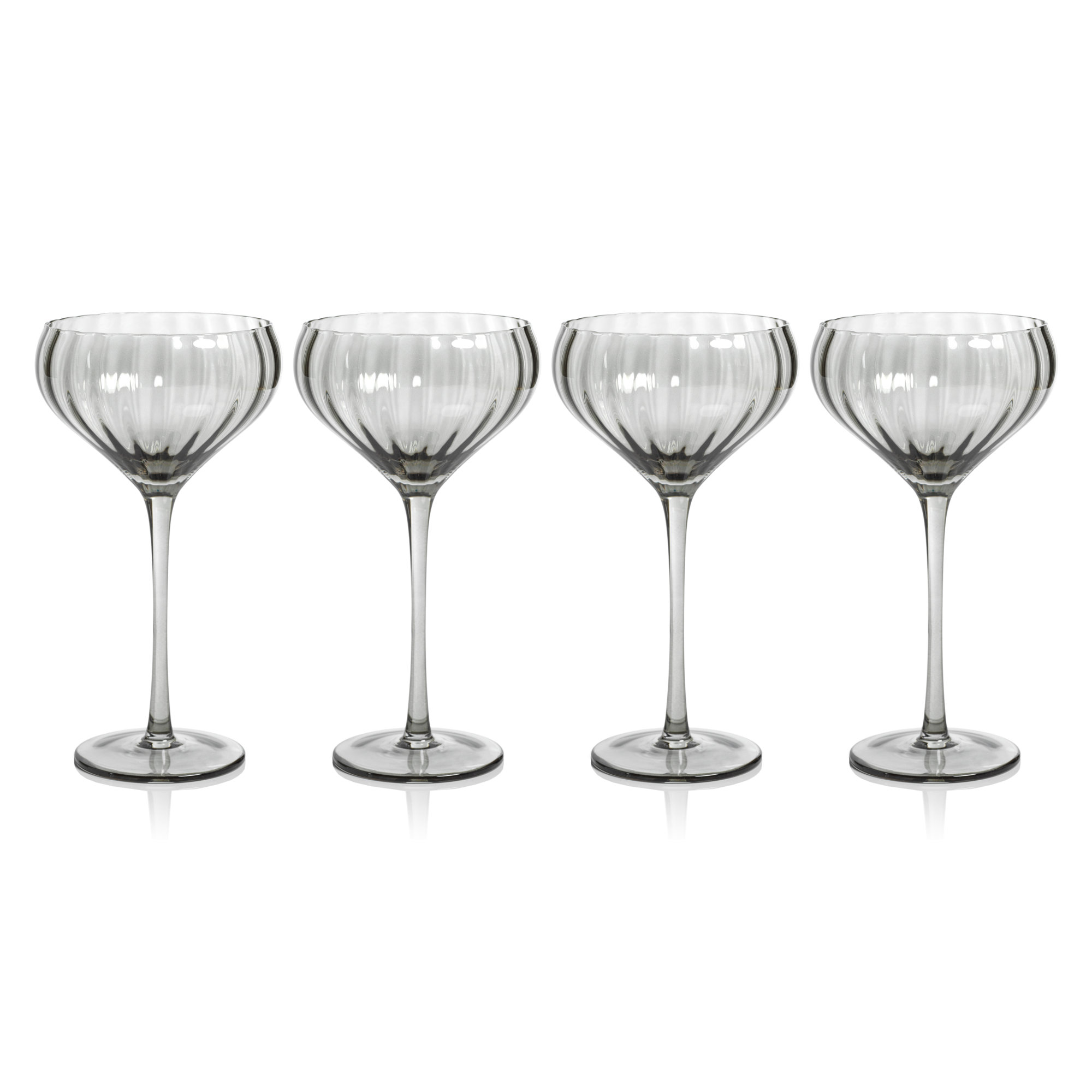 Malden Optic Cocktail Glasses, Set of 4, Smoke