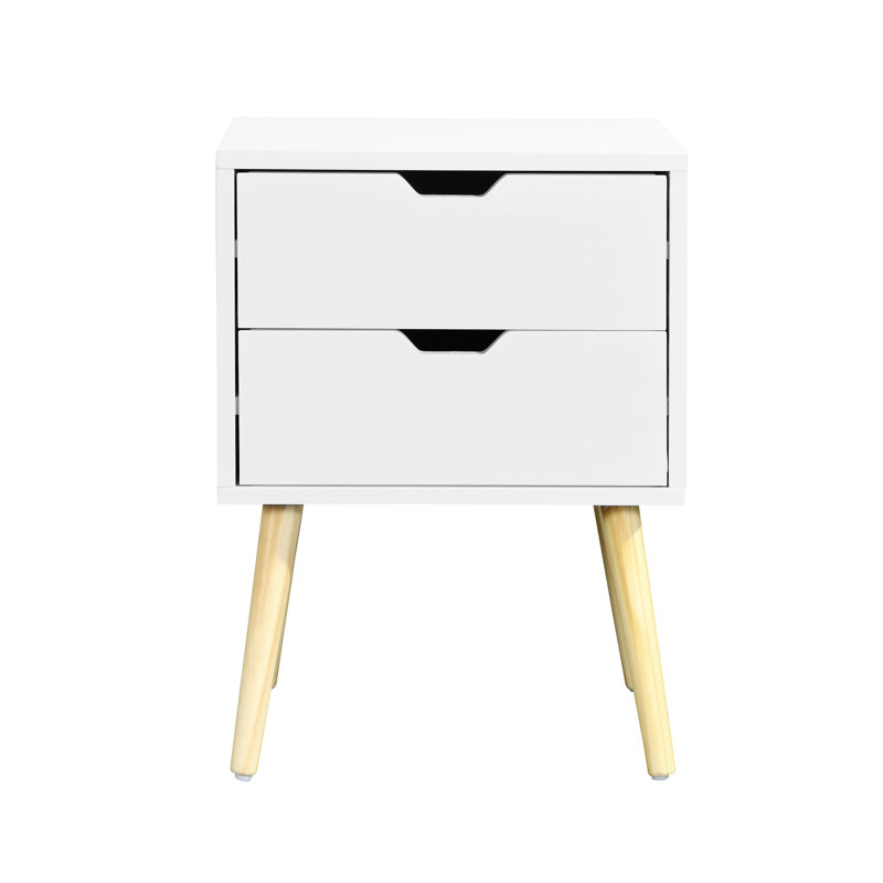 Table d'appoint avec 2 tiroirs, Blanc