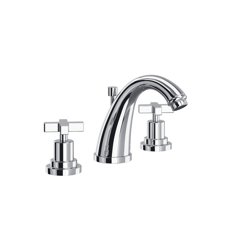 Lombardia® Widespread Bathroom Faucet with Drain Assembly, Cross Handle, Polished Chrome