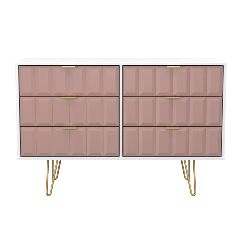 Allem 115cm W 6 - Drawer Chest of Drawers, Kobe Pink/White