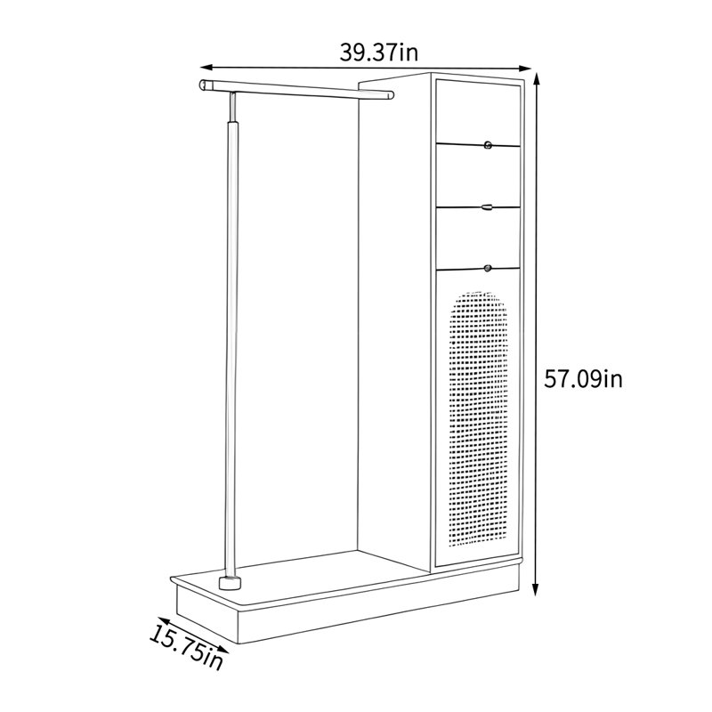 Portemanteau en bois massif avec rangement durable, Noyer