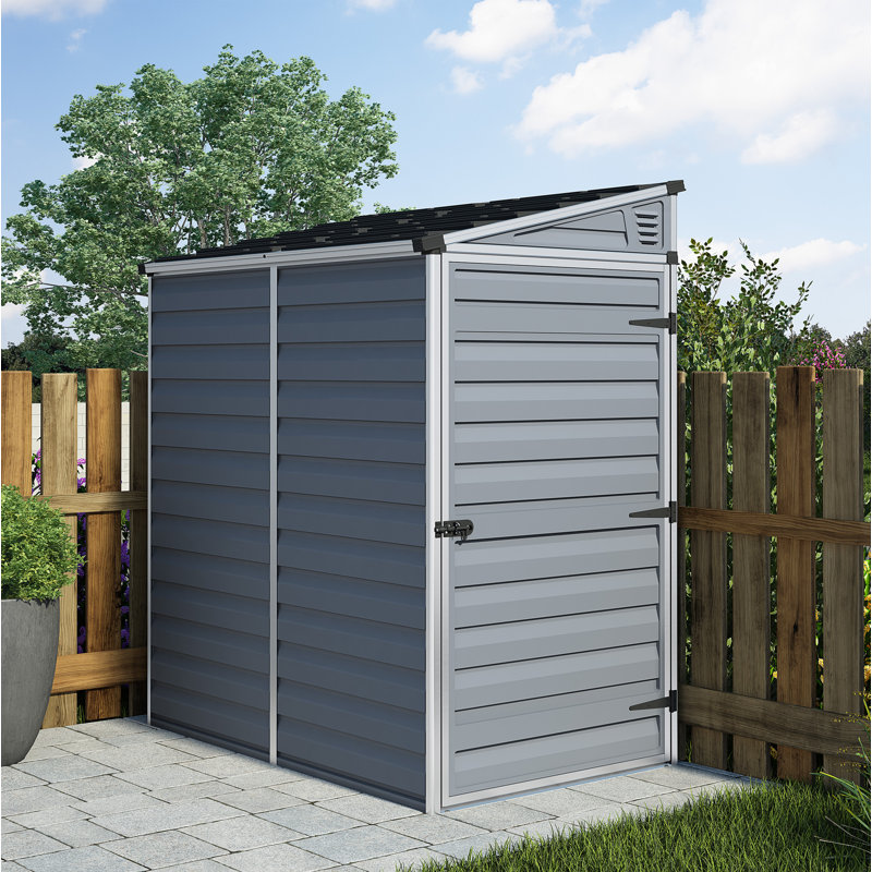 Palram - Canopia Skylight 4 Ft. W X 6 Ft. D Polycarbonate Lean-To Tool Shed, Dark Grey, Dark Gray