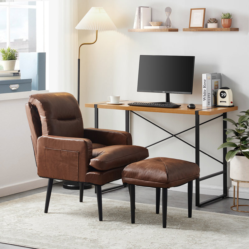 Abdirizak Faux Leather Accent Chair, Dark Brown