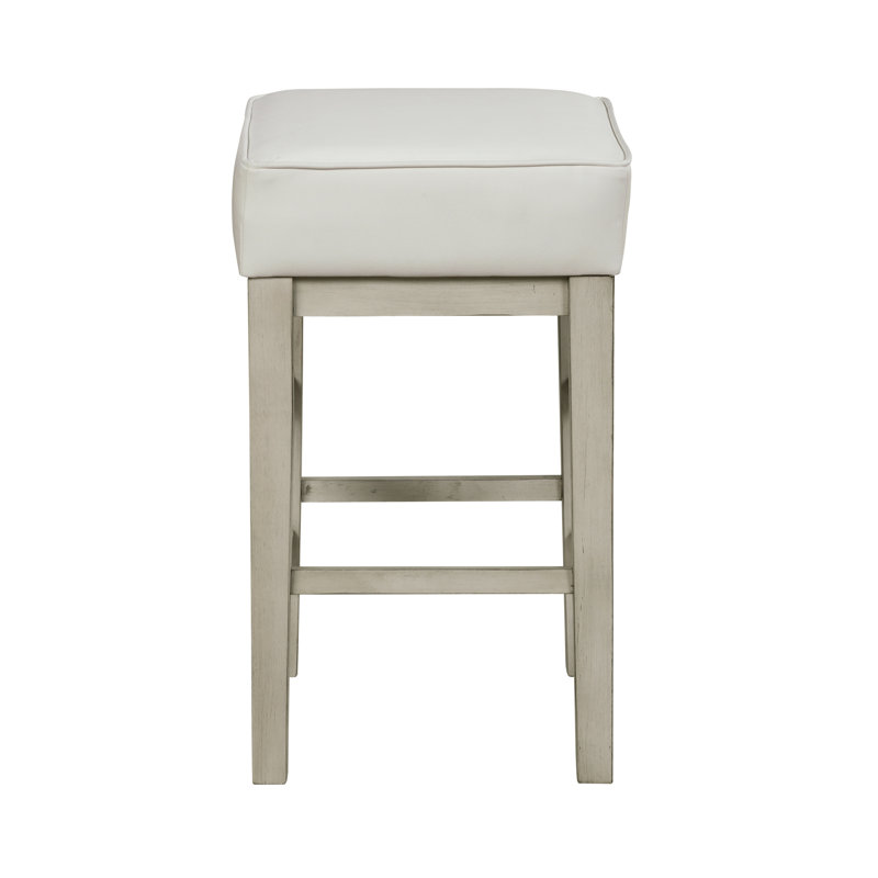Duffield Transitional Faux Leather Upholstered Counter Stools, Counter Stool (26" Seat Height), White