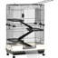 Cage noire pour petits animaux avec structure à roulettes, noir. Idéal pour le lapin, le chinchilla et le furet. Comprend un plateau et une plateforme amovibles. L 32 po x l 20,8 po x H 45 po - Scintillement à 4 niveaux - pour, chinchillas, furet