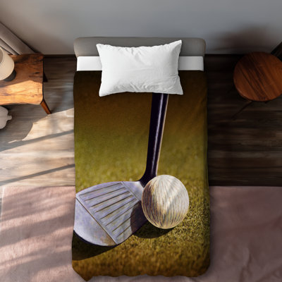 Hyperrealist Brown Duvet Cover - Golf Club Closeup Decor