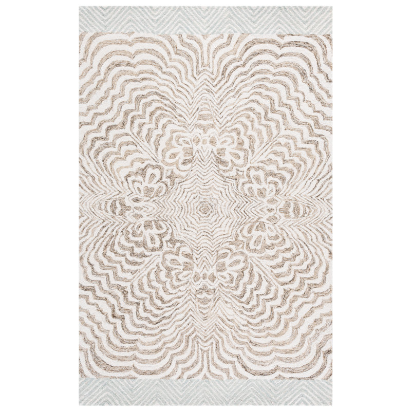 Pine Hand Tufted Wool;Cotton Abstract Indoor Rug, 8'-0" x 10'-0" Rectangle