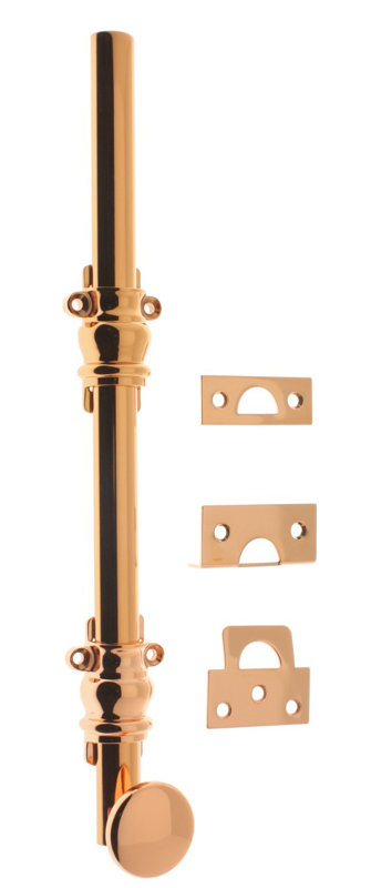 Solid Brass 8" Ornamental Bolt, Bright Copper