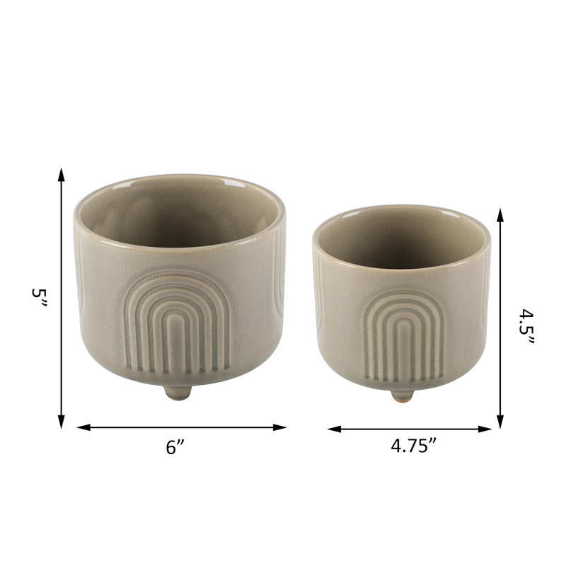 Martha Handmade Ceramic Pot Planter, Olive Green