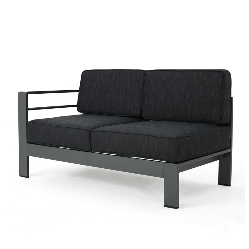 Cape Coral Right-Arm 2-Seater Outdoor Sofa, Dark Grey Fabric