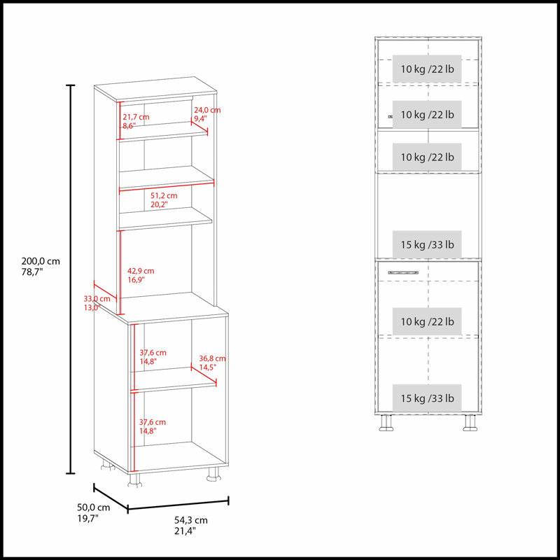 Garde-manger avec rangement ouvert et 2 portes, parfait pour les espaces de cuisine organisés et élégants