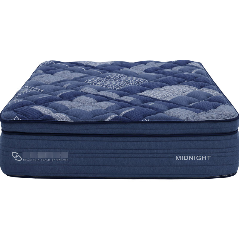Matelas compressé et très grand 14 po avec housse super douce bleue, unité de poche, couches de mousse à mémoire de forme, mousse roulée, couches