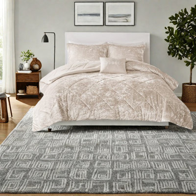 Ensembles de literie en velours luxueux, édredon en polyester avec coussin décoratif, champagne