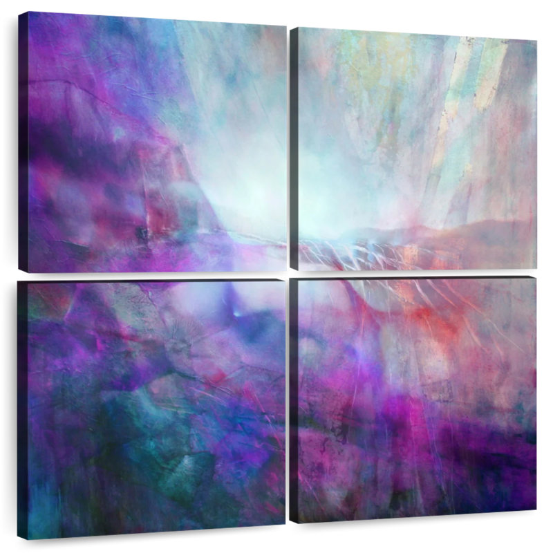 Avery Drifting - Composition en mauve et turquoise, H 32 po x l 32 po