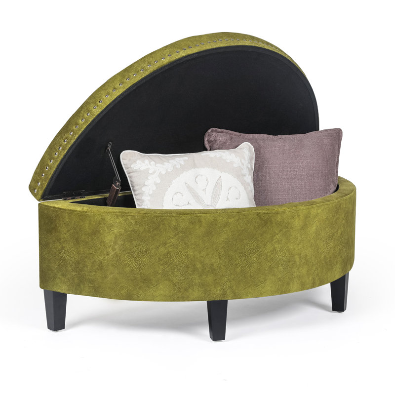 Roxann Upholstered Storage Bench, Olive Green Microfiber