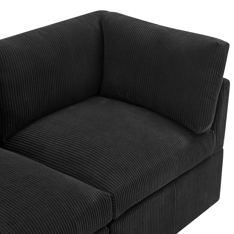 Arvill Corduroy U-Shaped Sectional, Black