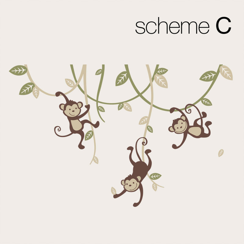 Adhésif décoratif «3 Monkies», Vert sauge / brun kaki