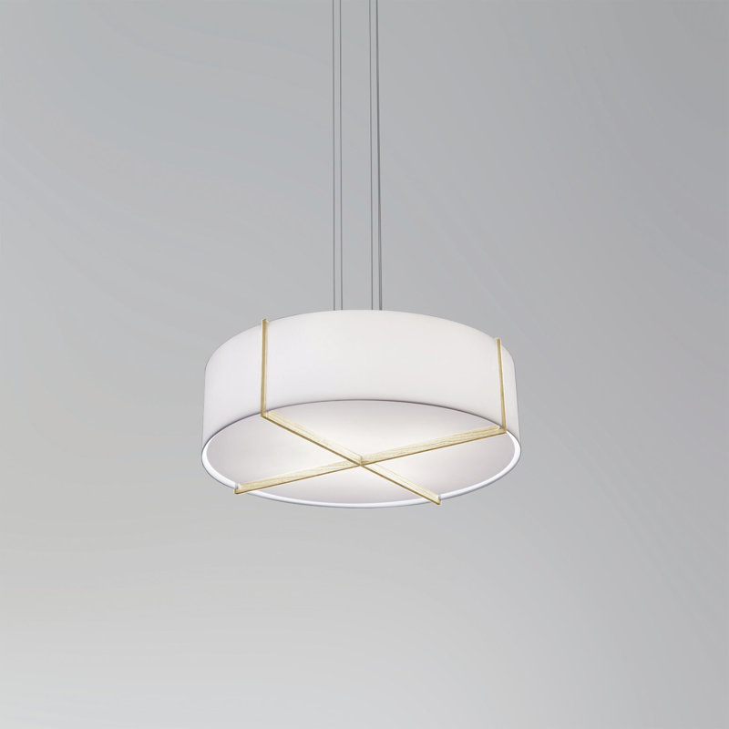 Plura 2 - Light Chandelier, 6.37" H x 18" W x 18" D, White Washed Oak, Gloss White