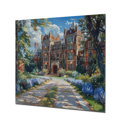 England University Hall Building In Summer I - College & University Buildings Wall Art Living Room