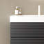 Lavabo encastré rectangulaire de 36 po pour salle de bain - surface solide blanche, moderne et scandinave, résistance aux égratignures, facile à nettoyer, trou de robinet et trop-plein, tuyau d'évacuation extensible avec couvercle d'évier