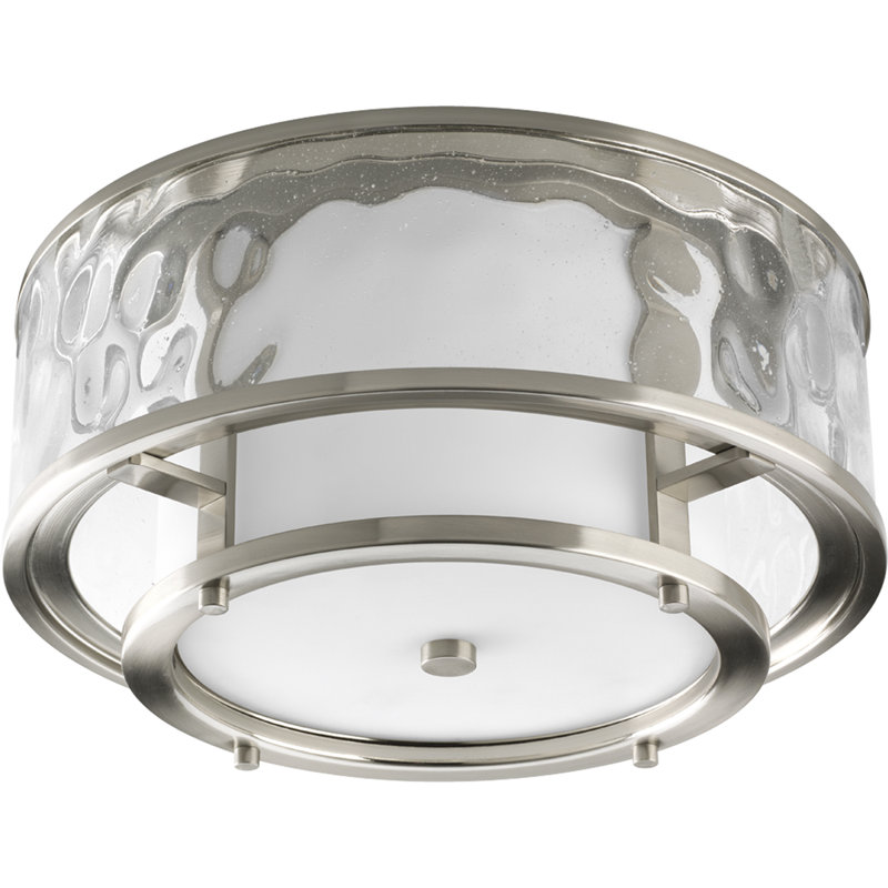 Rawson Glass Flush Mount, Brushed Nickel, 7.37" H x 15" W