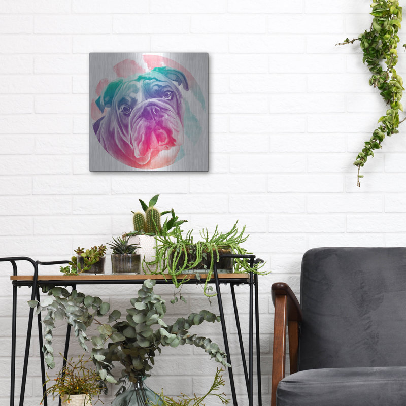 Red Barrel Studio® «Faded Bulldog» par Dawg Painter, art mural en métal, H 12 po x l 12 po