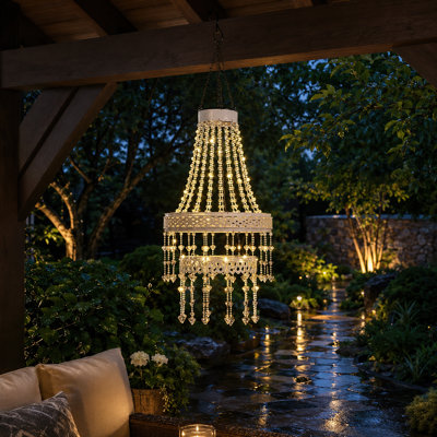 Outdoor Solar Decorative Light With Crystal Beaded Hanging Design