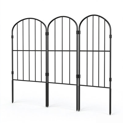 Clôture de jardin décorative L 10 pi x H 24 po en métal noir sans piquet à piquet pour chien avec parterre de fleurs 10 (paquet)