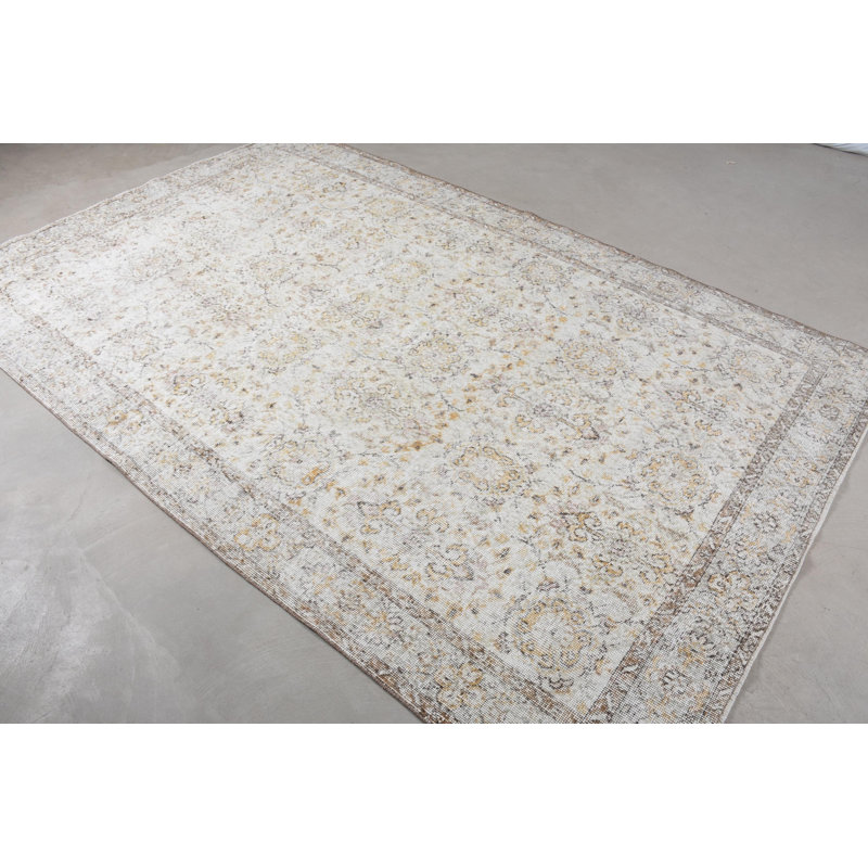 Tapis blanc en laine Modern Patchwork 70,9 x 113 po