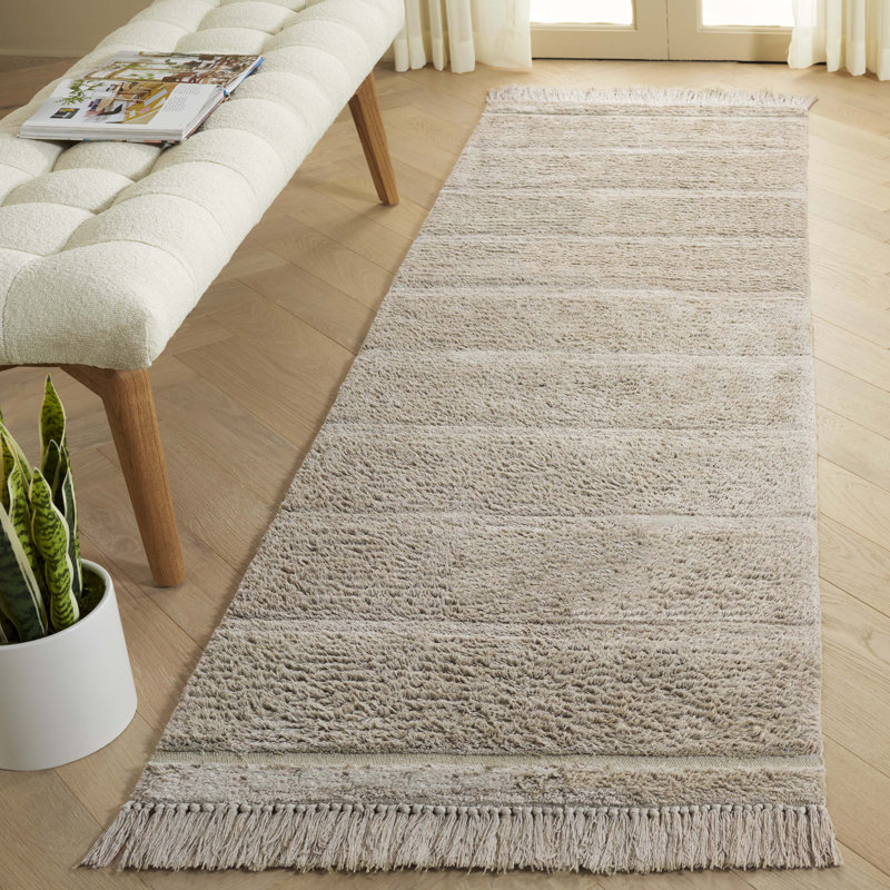 Kyauna Hand Woven Recyclyed Cotton Pile Machine Washable Solid Color Rug, Runner 2'3" x 8'