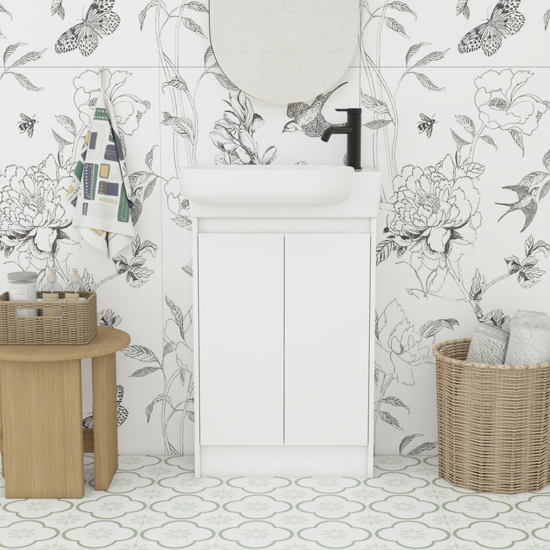 Ensembles de meuble-lavabo de salle de bain, Blanc lustré