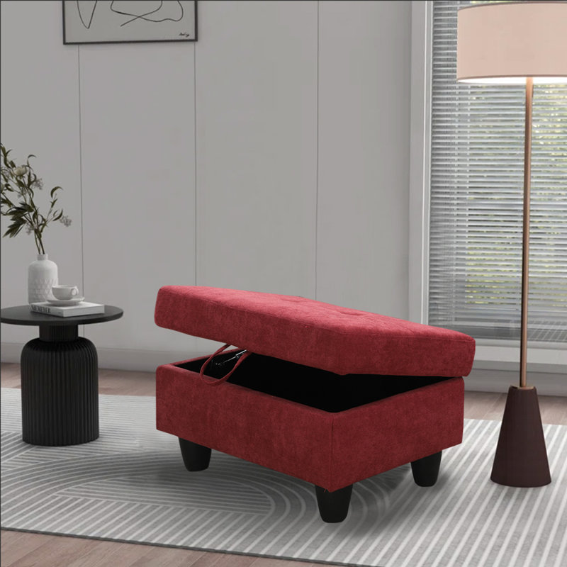 Upholstered Ottoman, Red