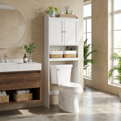 67" H Over The Toilet Storage Cabinet Adjustable Shelves