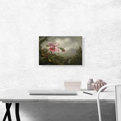 «Orchid and Hummingbird Near a Waterfall» par Martin Johnson Heade, reproduction d'art sur toile tendue
