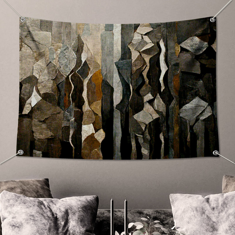 Tapisserie murale abstraite - art mural, H 104 po x 88 avec 4 œillets