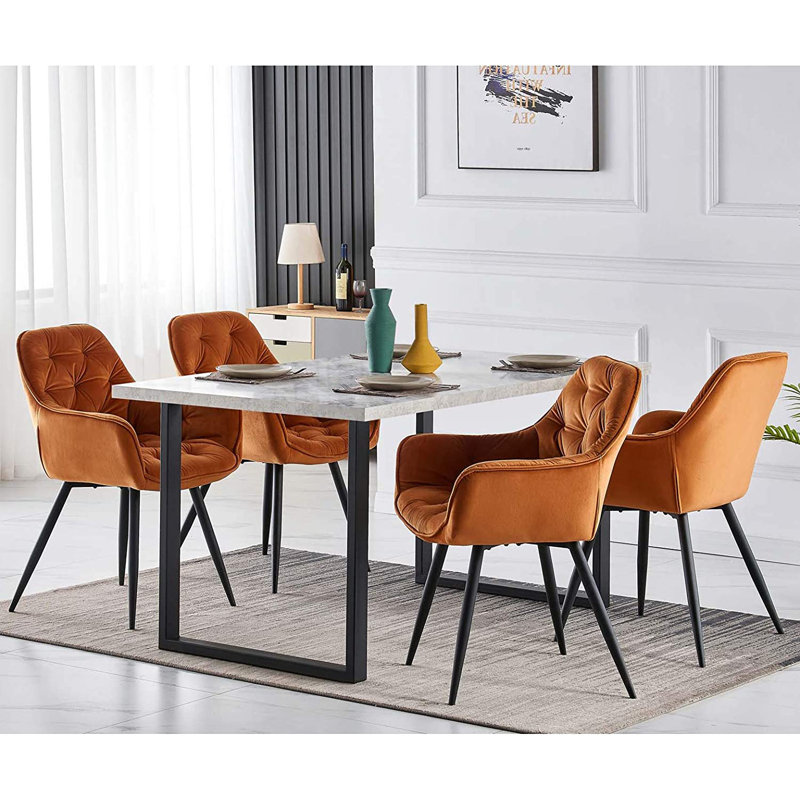 Velvet Tufted Upholstered Armchair Runge, Orange