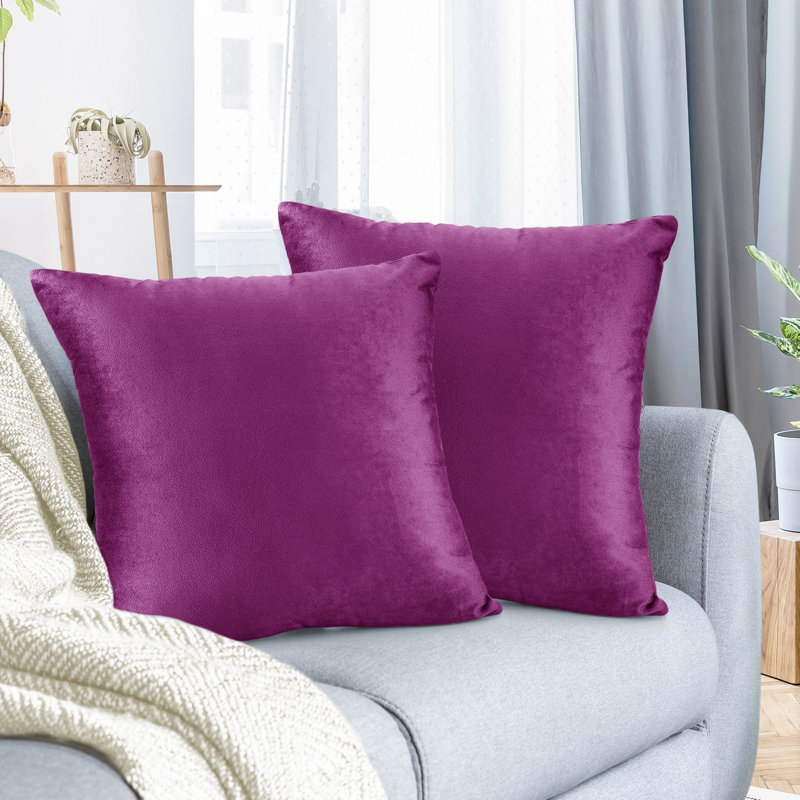 Nestl Velvet Decorative Throw Pillow Cover 2-Pack, Orchid Purple, 22"H x 22"W